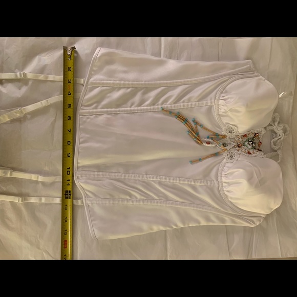 NWOT White satin crochet halter corset - Picture 7 of 7